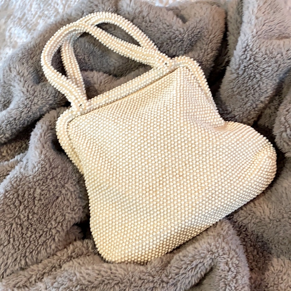 *VNTG* Corde-Bead by Lemmured Cream Handbag